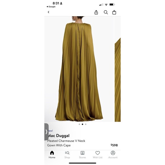 Mac Duggal Gold Pleated Maxi Dress - Picture 2 of 8